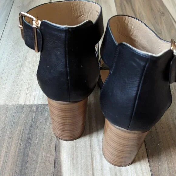 Primark Women's Blocked Heel Sandals Gold Buckle Black Strap 3 1/2” Heel… - Picture 14 of 14